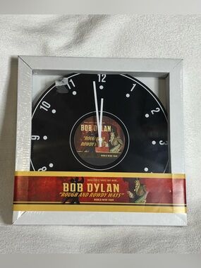 dylan Black and Red Vinyl Wall Clock with Tour Art